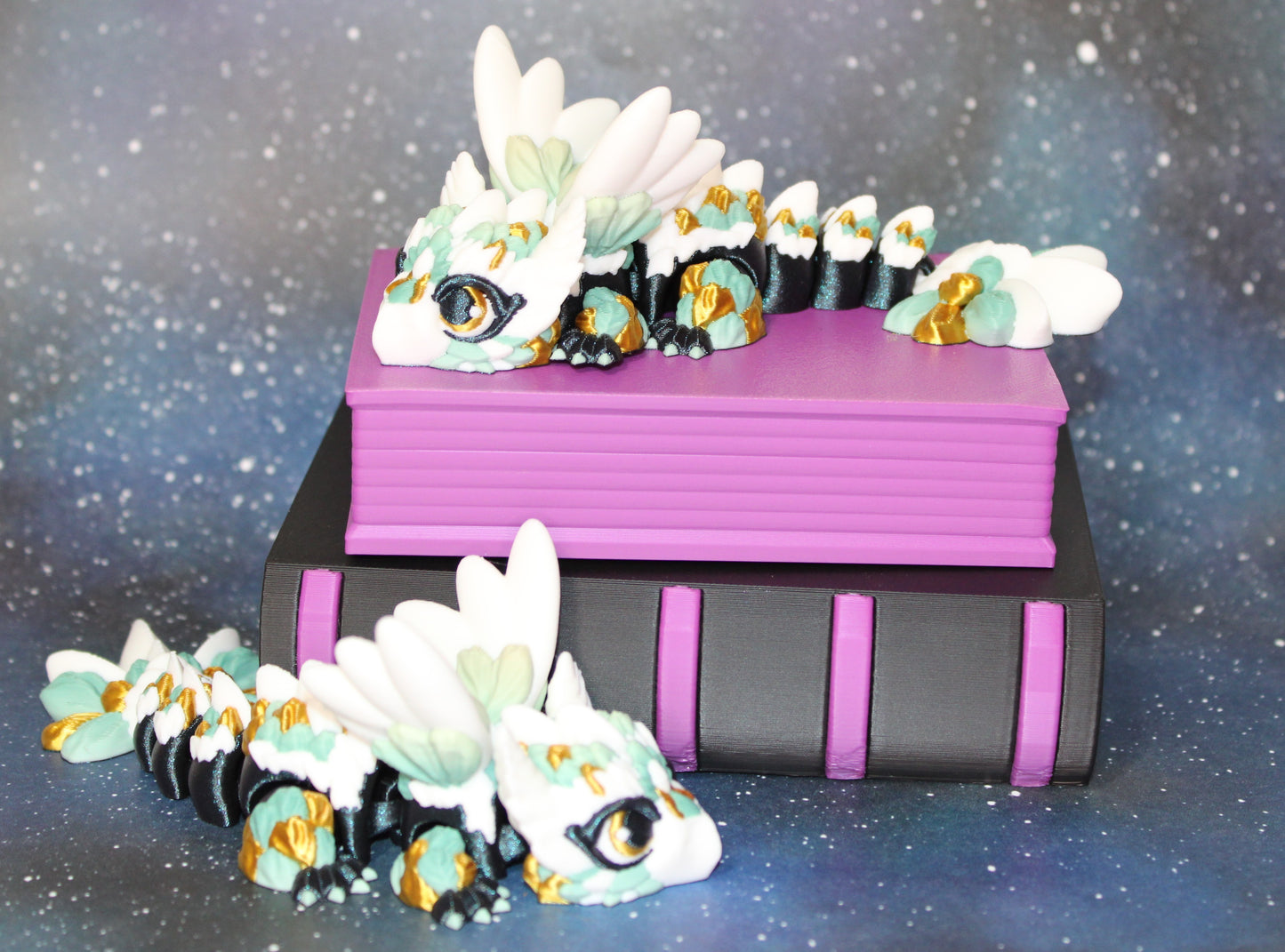 Owl Dragon5.5 inches long With Book Container Options-Articulated 3d Printed Figurine