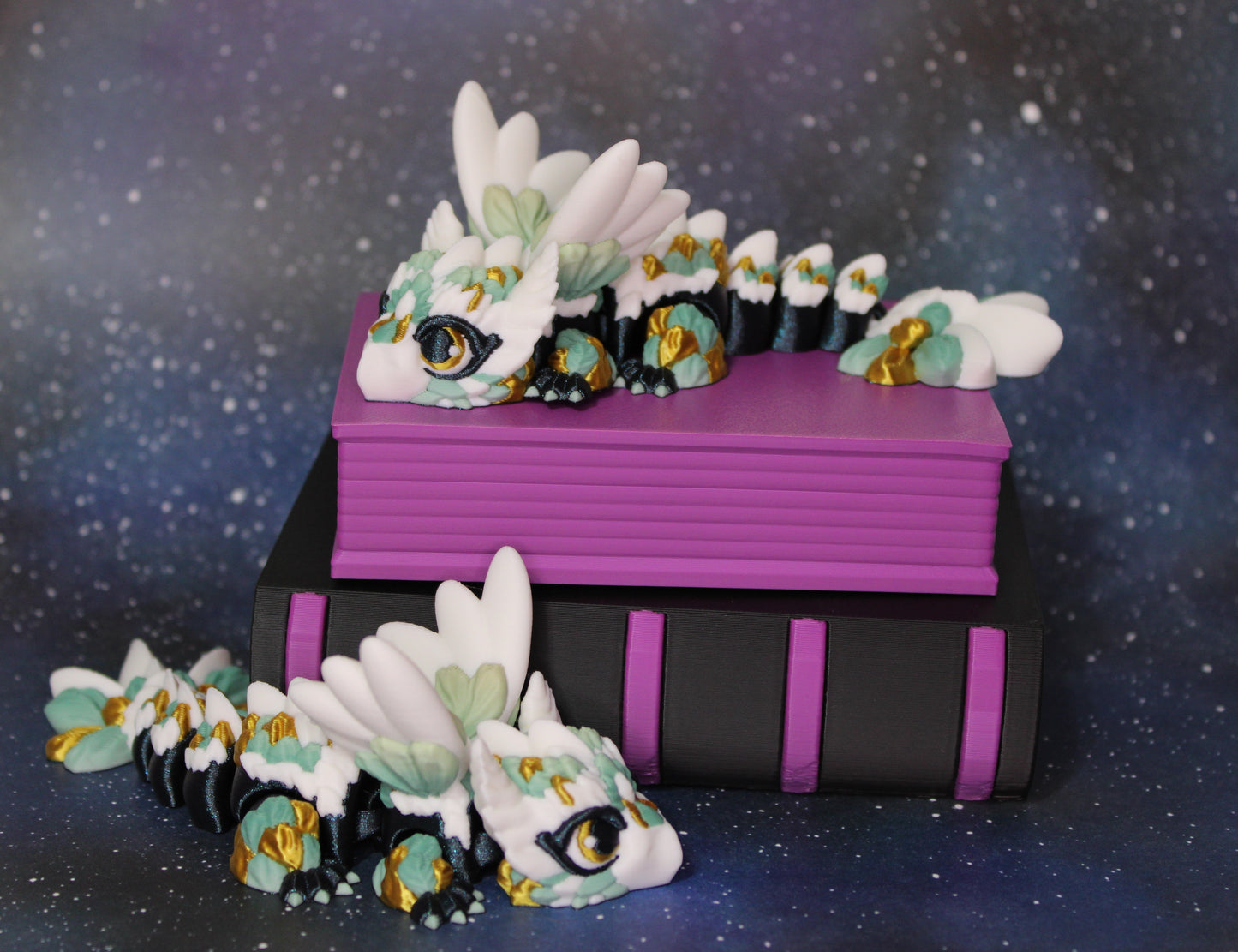 Owl Dragon5.5 inches long With Book Container Options-Articulated 3d Printed Figurine