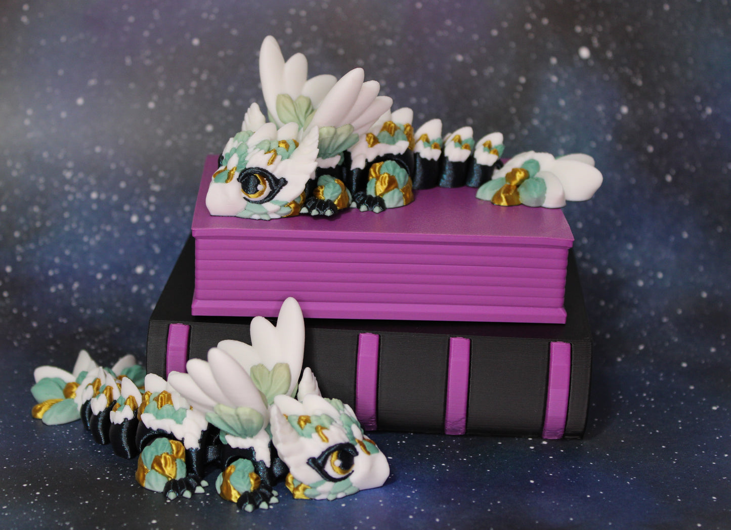 Owl Dragon5.5 inches long With Book Container Options-Articulated 3d Printed Figurine