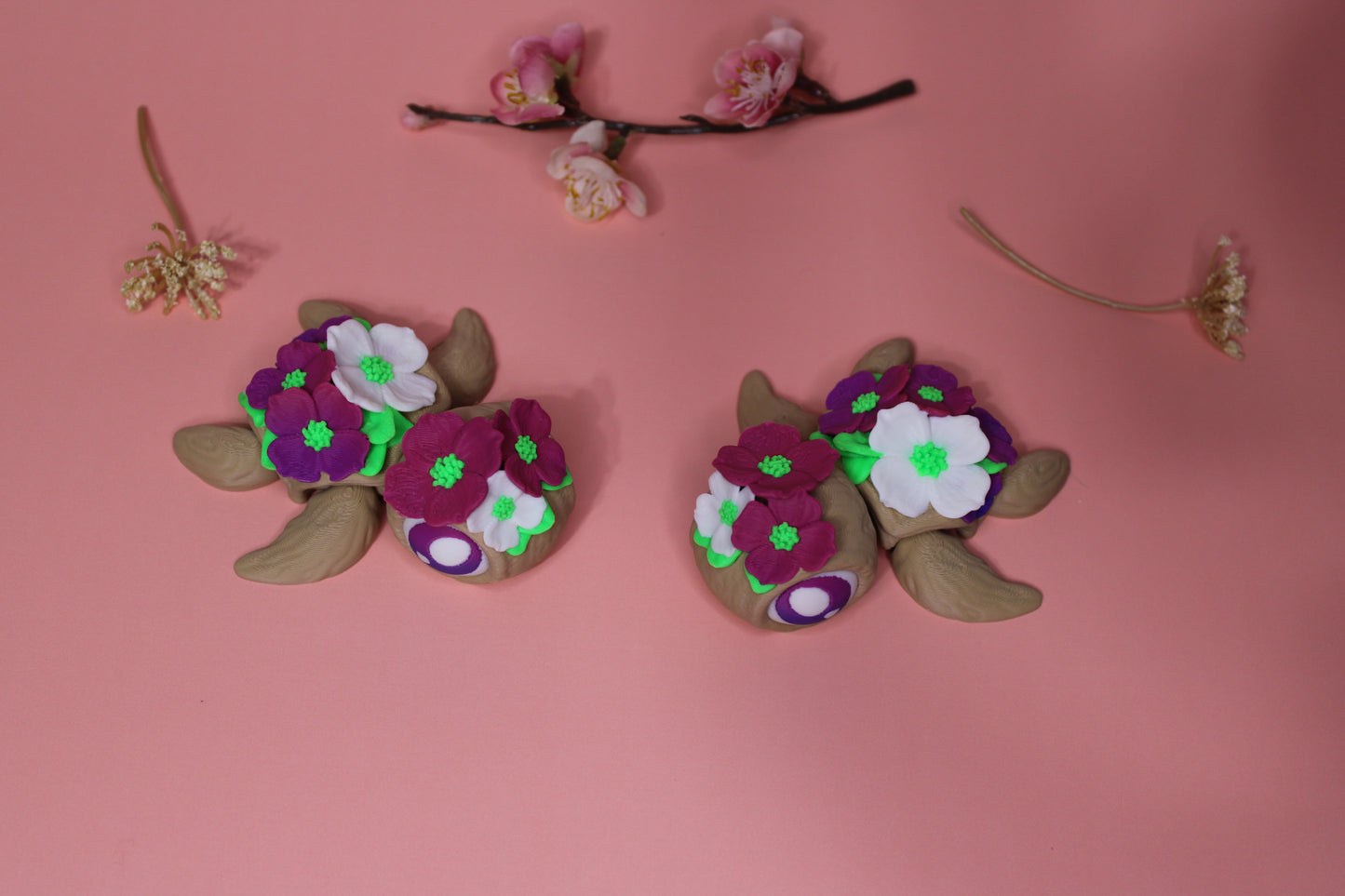 State Flower Turtles or Flower Turtles 3.5 inches Long Multiple Varieties to choose from-Articulated 3d Printed Figurine