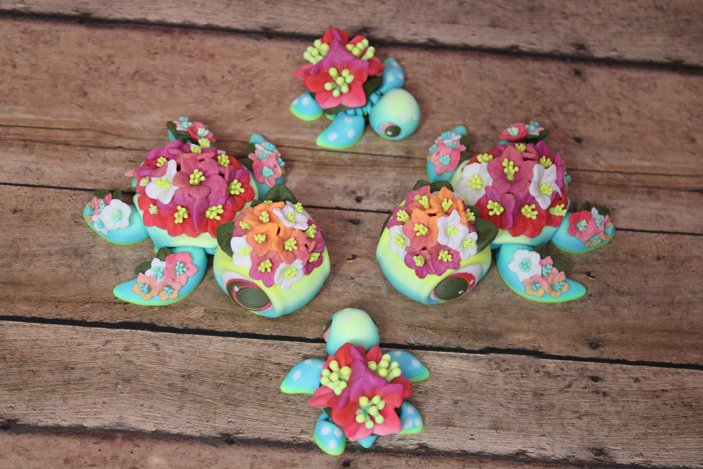 State Flower Turtles or Flower Turtles 3.5 inches Long Multiple Varieties to choose from-Articulated 3d Printed Figurine