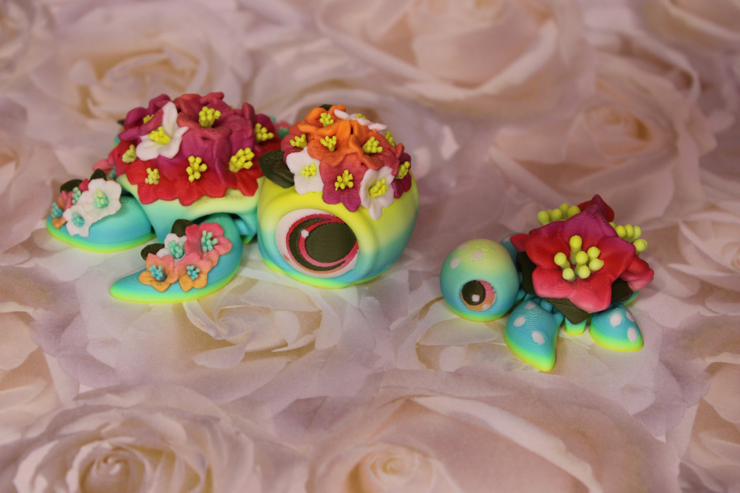 State Flower Turtles or Flower Turtles 3.5 inches Long Multiple Varieties to choose from-Articulated 3d Printed Figurine
