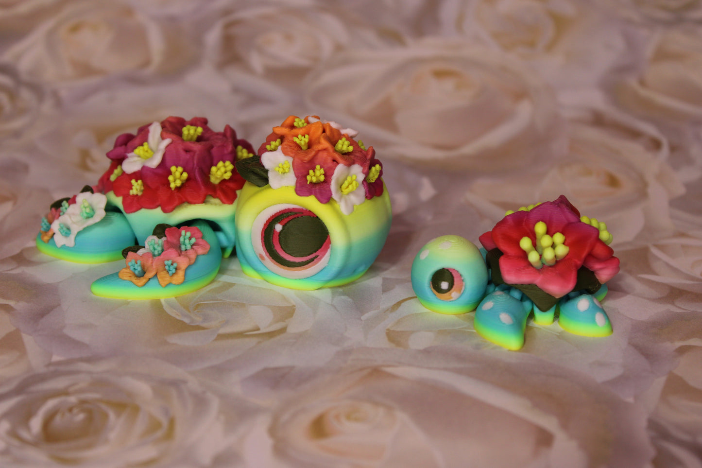 State Flower Turtles or Flower Turtles 3.5 inches Long Multiple Varieties to choose from-Articulated 3d Printed Figurine