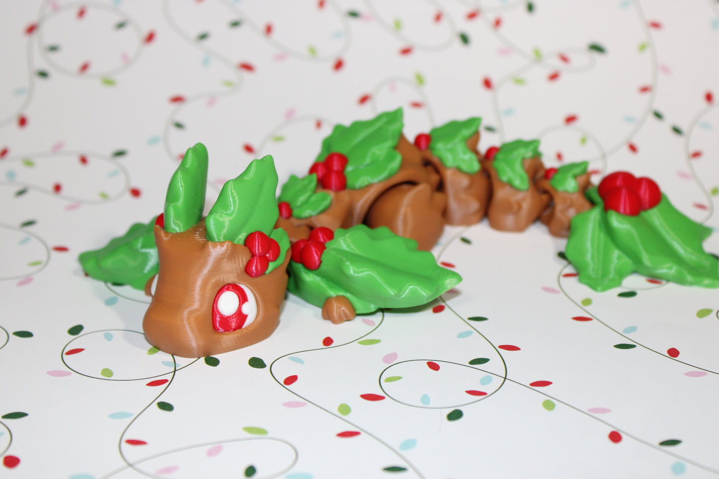 3D Printed Articulated Dragon Fidget Toy: Mistletoe Dragon 8.5" long