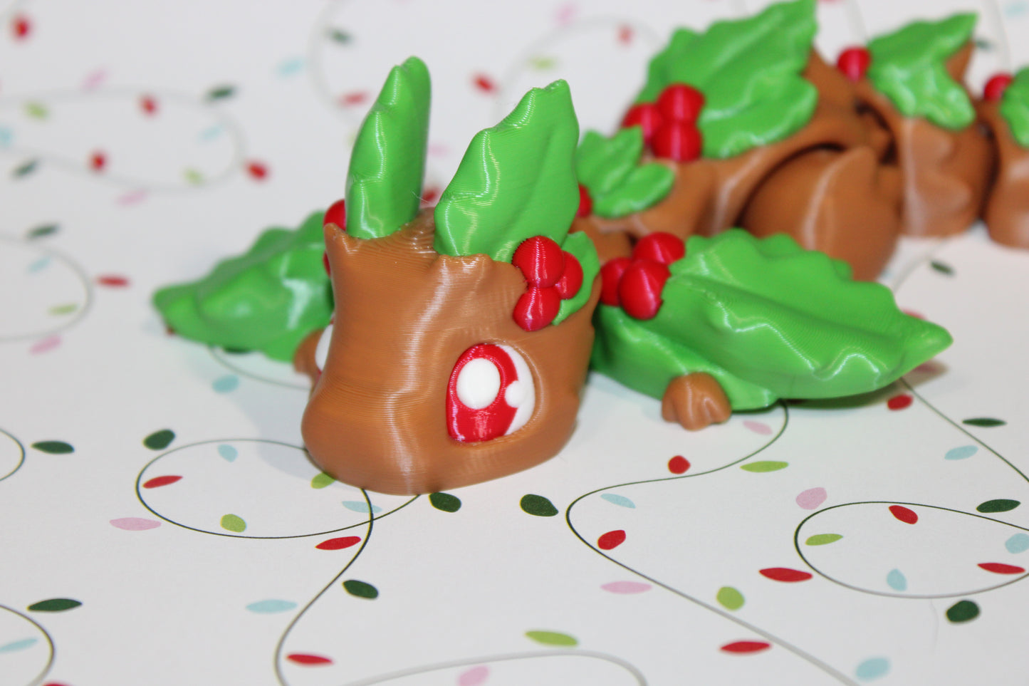 3D Printed Articulated Dragon Fidget Toy: Mistletoe Dragon 8.5" long