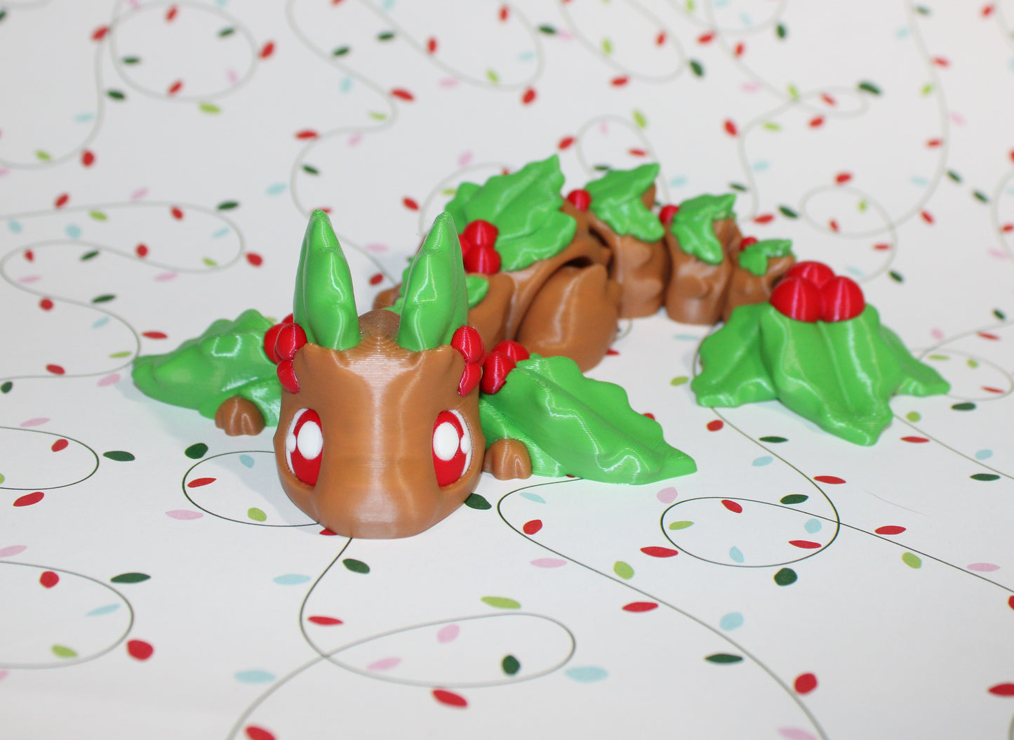 3D Printed Articulated Dragon Fidget Toy: Mistletoe Dragon 8.5" long