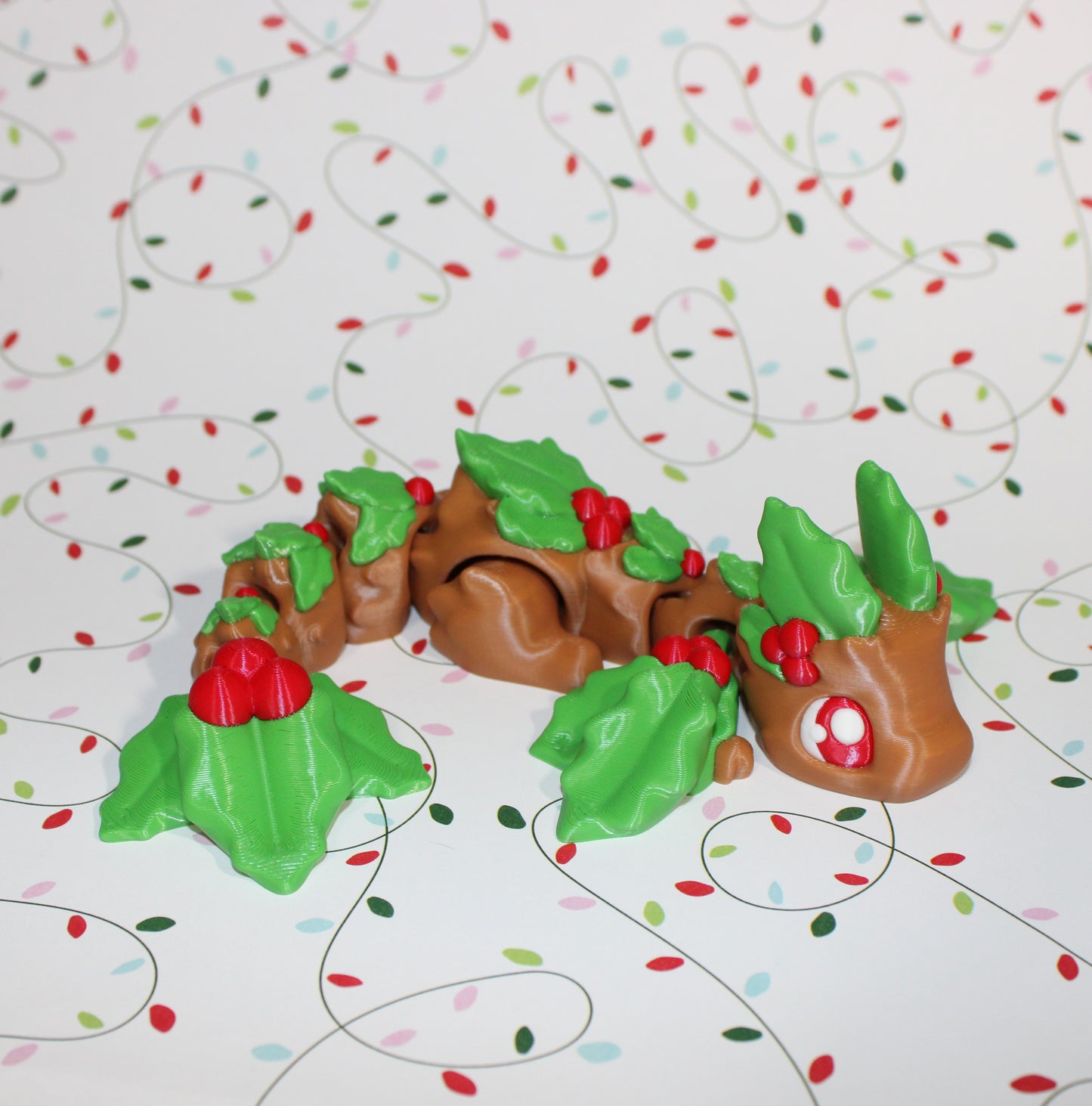 3D Printed Articulated Dragon Fidget Toy: Mistletoe Dragon 8.5" long