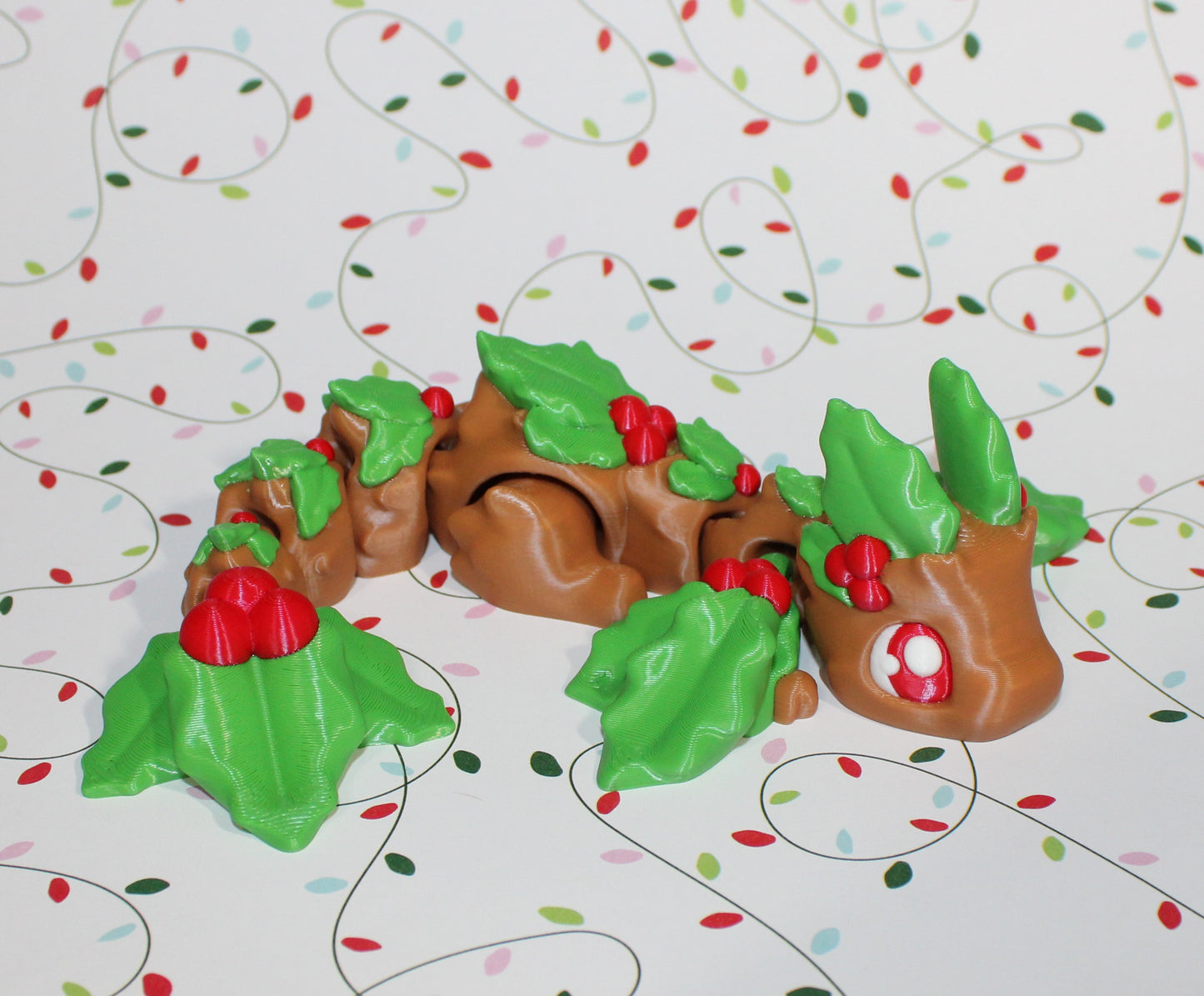 3D Printed Articulated Dragon Fidget Toy: Mistletoe Dragon 8.5" long