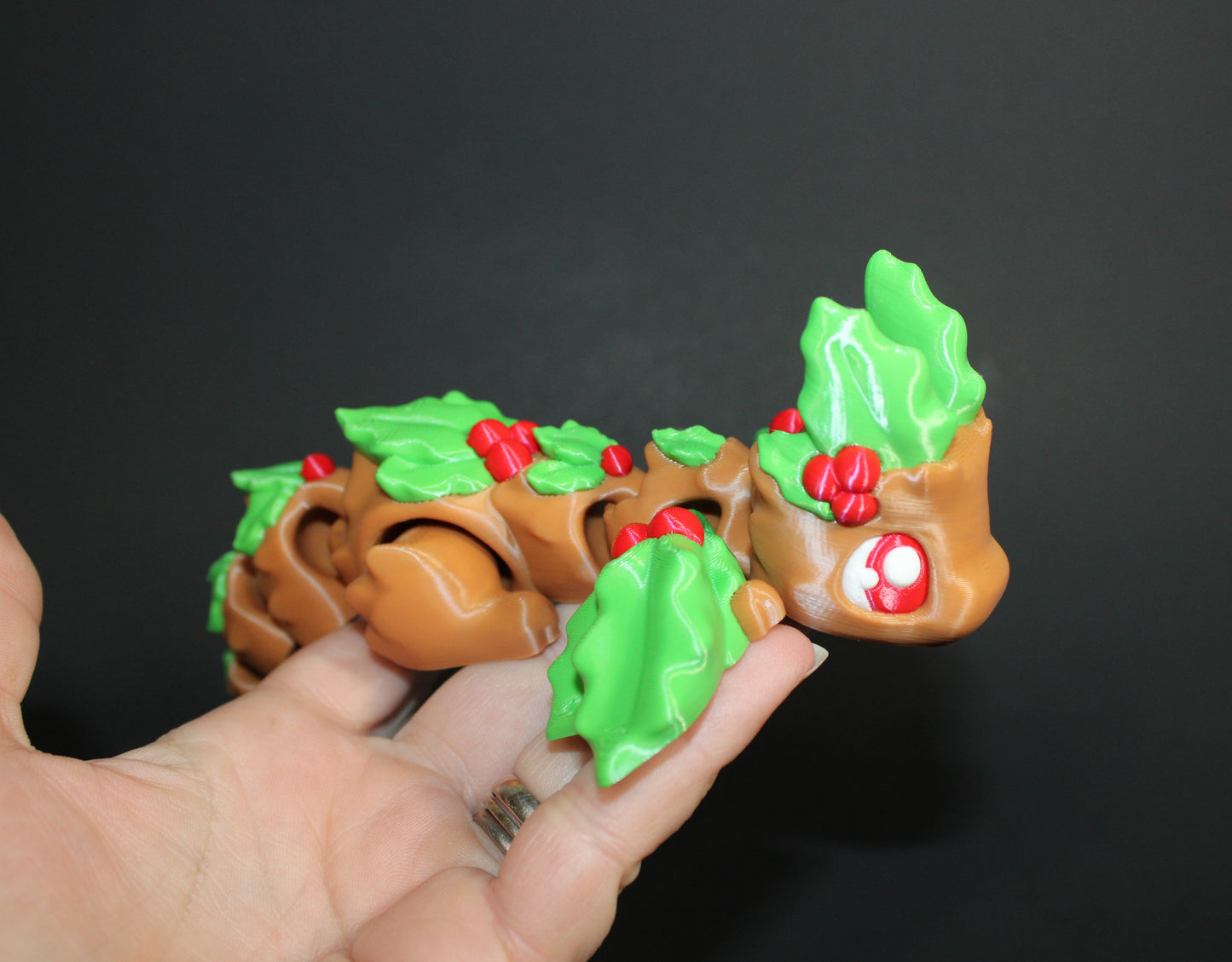 3D Printed Articulated Dragon Fidget Toy: Mistletoe Dragon 8.5" long