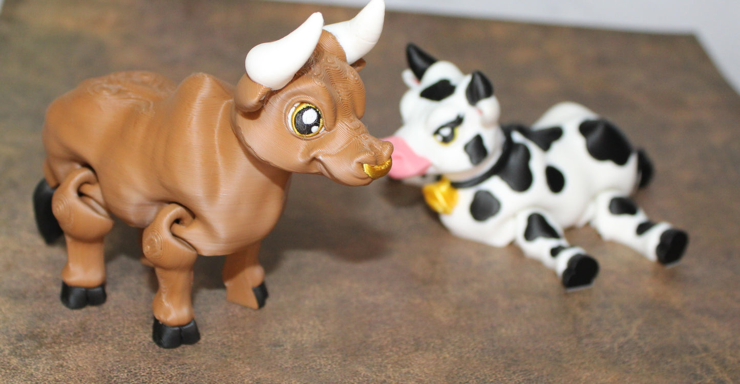 Holstein Cow or Bull 3D Printed Articulated Flexi Fidget Figurine