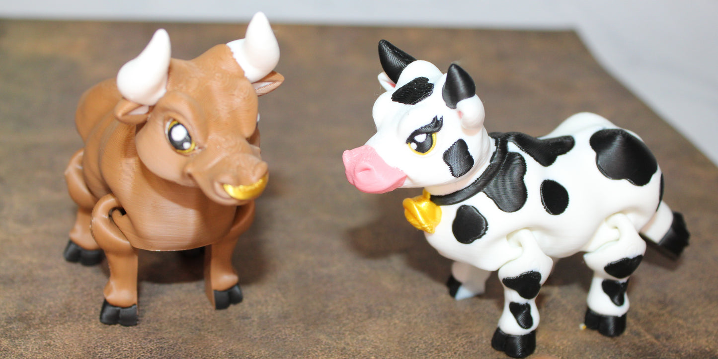 Holstein Cow or Bull 3D Printed Articulated Flexi Fidget Figurine