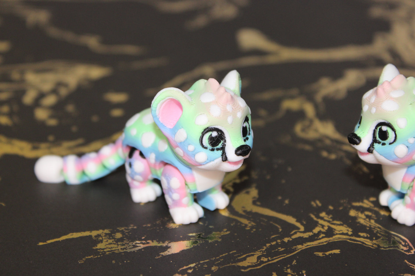Baby Cheetah or Baby Snow Leopard 3D Printed Articulated Flexi Fidget Figurine - Wonderland 3D Printing