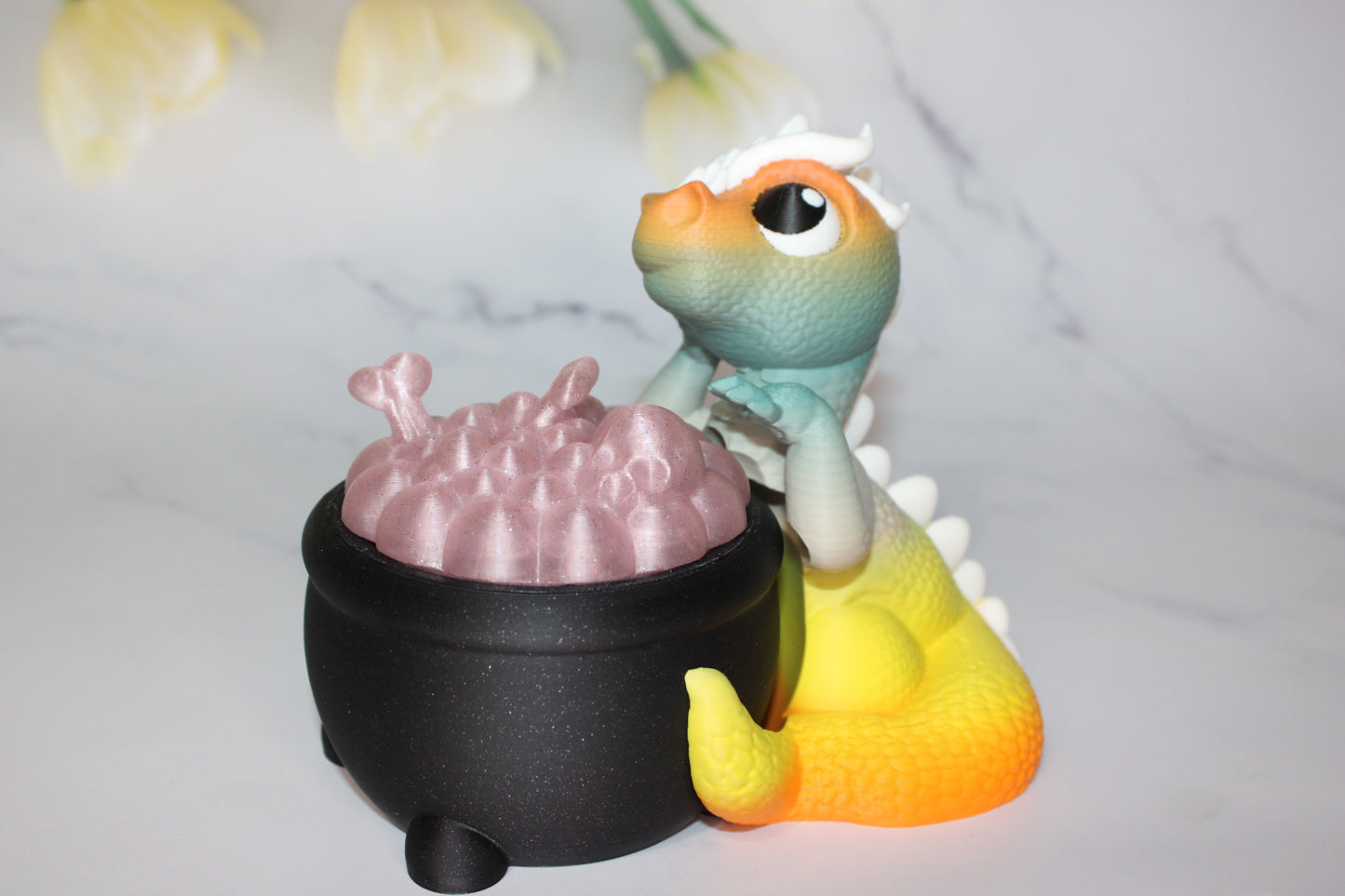 Dragon with Cauldron 5 inches Tall 3d Printed Figurine