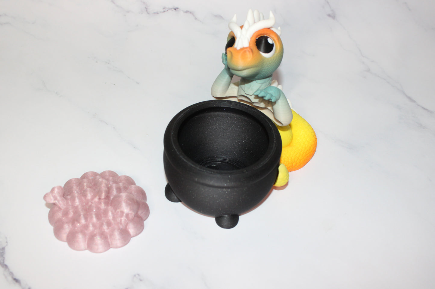 Dragon with Cauldron 5 inches Tall 3d Printed Figurine