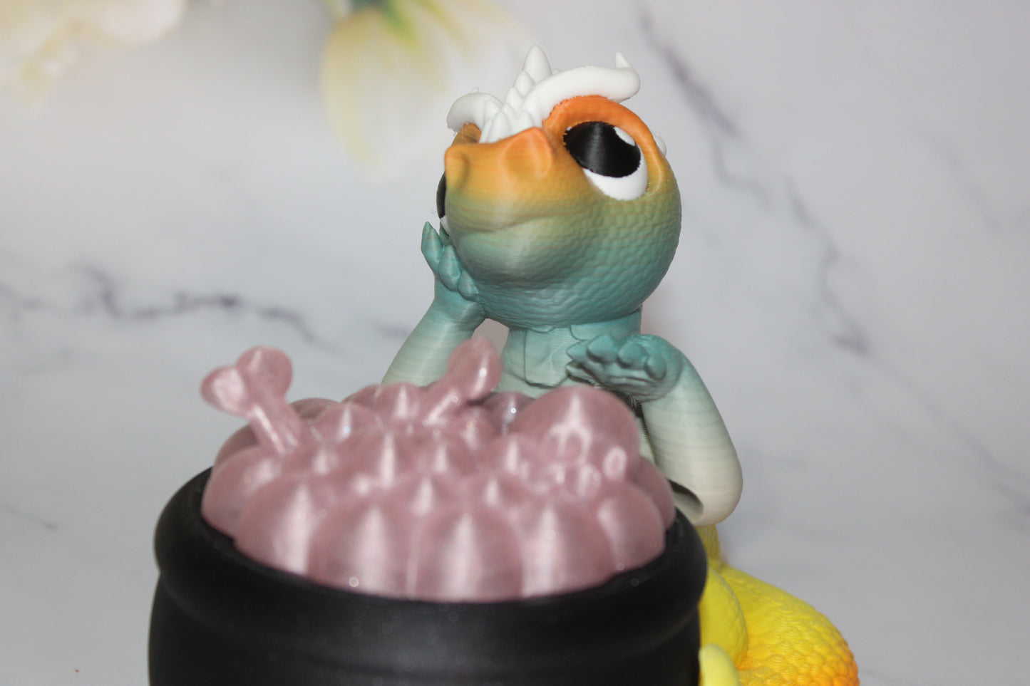 Dragon with Cauldron 5 inches Tall 3d Printed Figurine