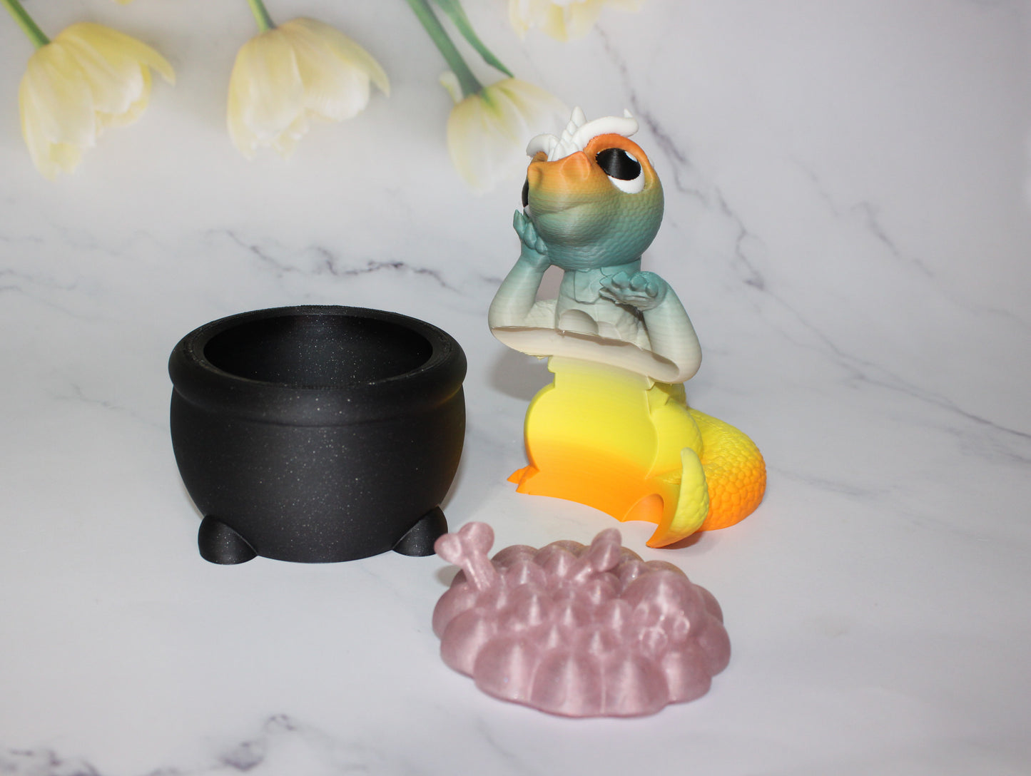 Dragon with Cauldron 5 inches Tall 3d Printed Figurine
