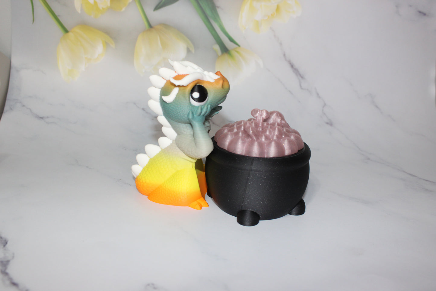 Dragon with Cauldron 5 inches Tall 3d Printed Figurine