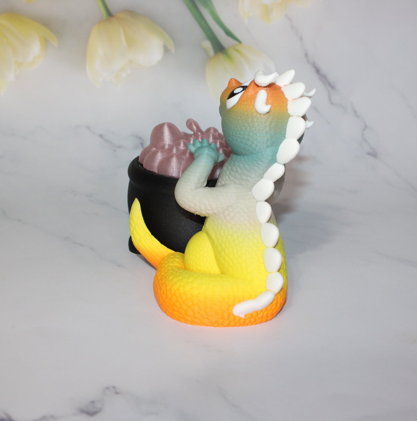 Dragon with Cauldron 5 inches Tall 3d Printed Figurine