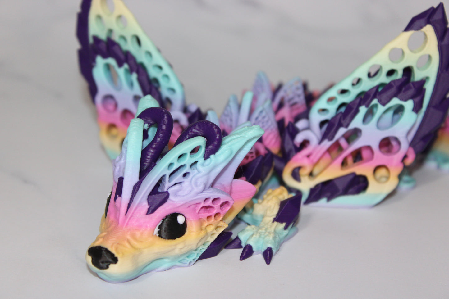 Fae Wolf Dragon or Baby Fae Wolf Dragon 3D Printed Full Color Articulated Figurine