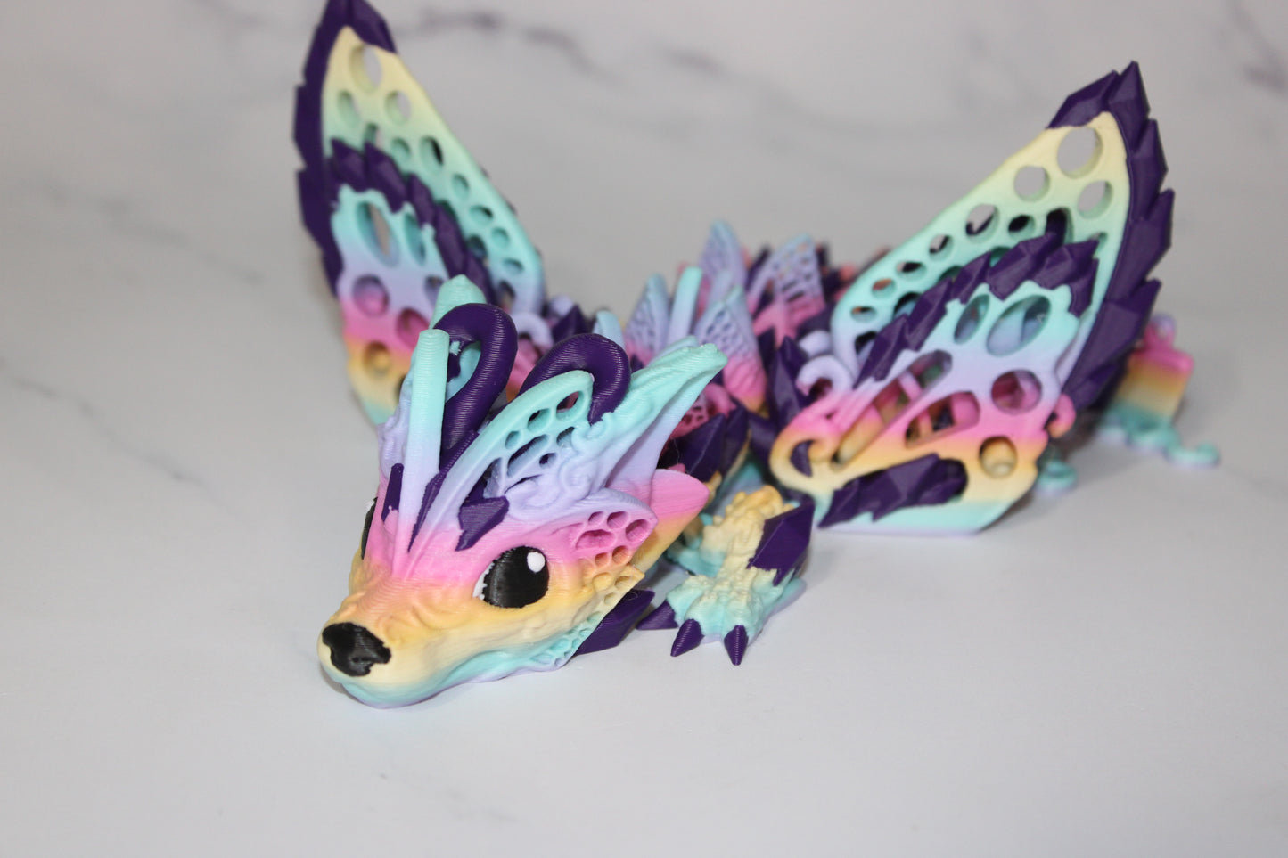 Fae Wolf Dragon or Baby Fae Wolf Dragon 3D Printed Full Color Articulated Figurine