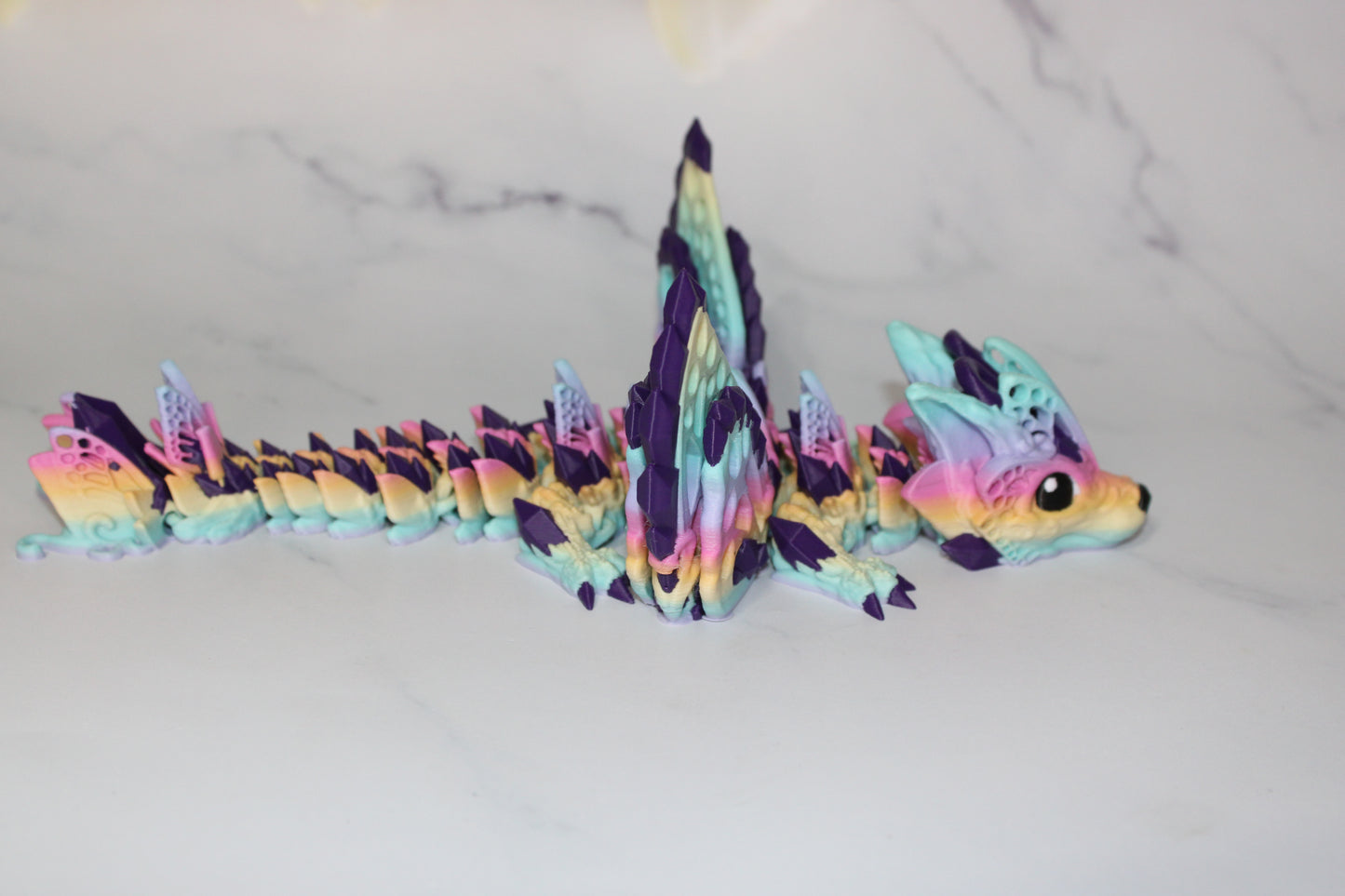 Fae Wolf Dragon or Baby Fae Wolf Dragon 3D Printed Full Color Articulated Figurine