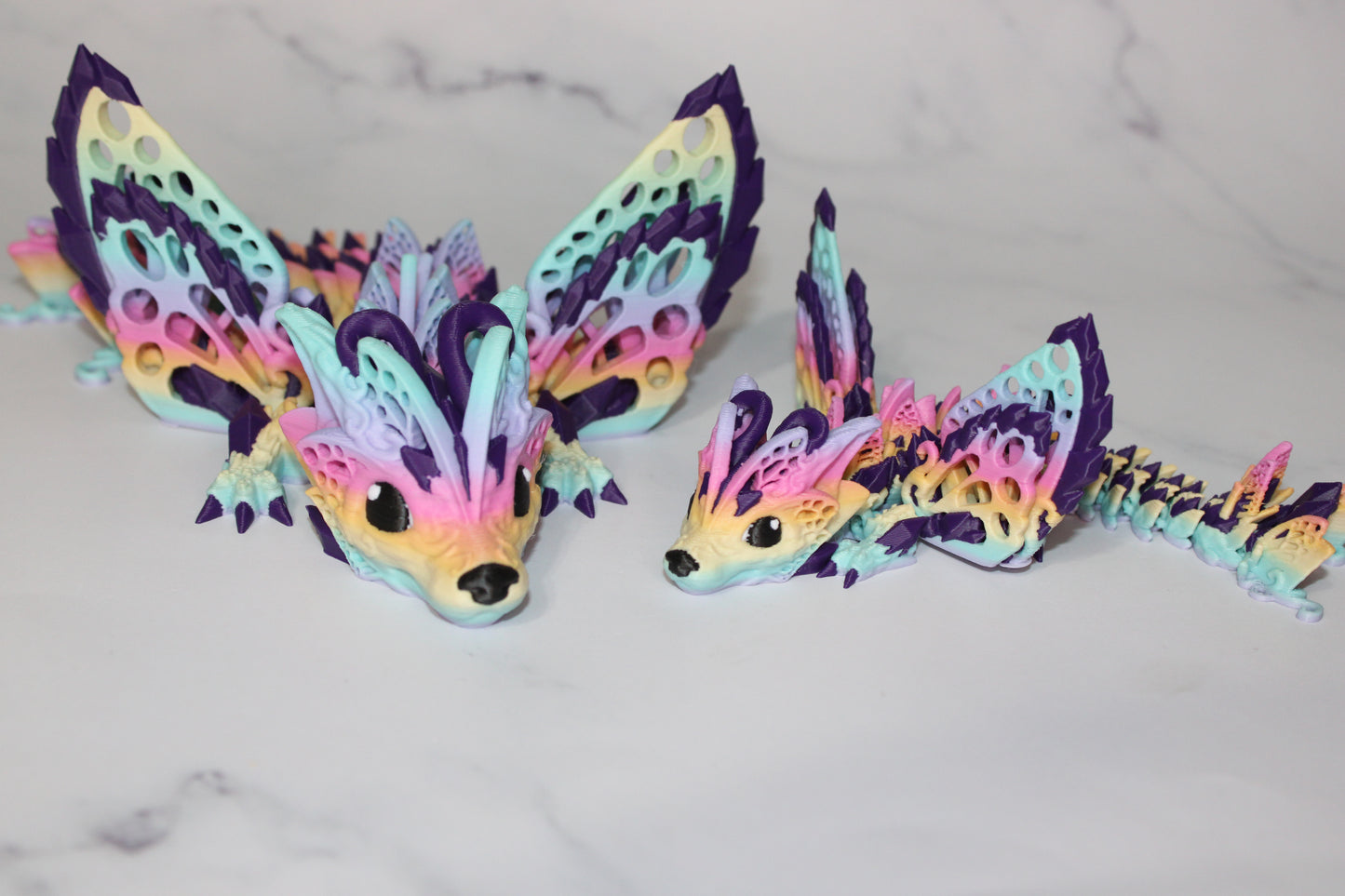 Fae Wolf Dragon or Baby Fae Wolf Dragon 3D Printed Full Color Articulated Figurine