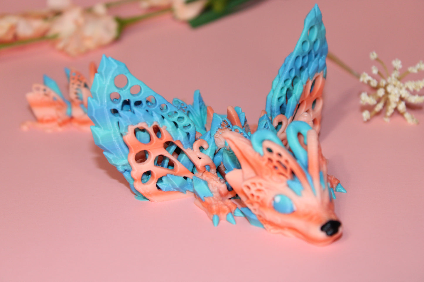 Fae Wolf Dragon or Baby Fae Wolf Dragon 3D Printed Full Color Articulated Figurine