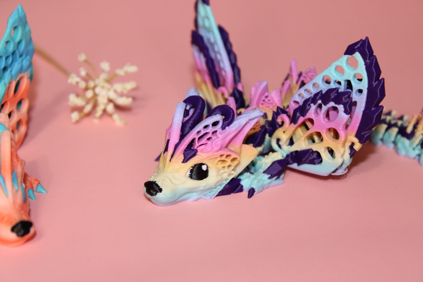 Fae Wolf Dragon or Baby Fae Wolf Dragon 3D Printed Full Color Articulated Figurine