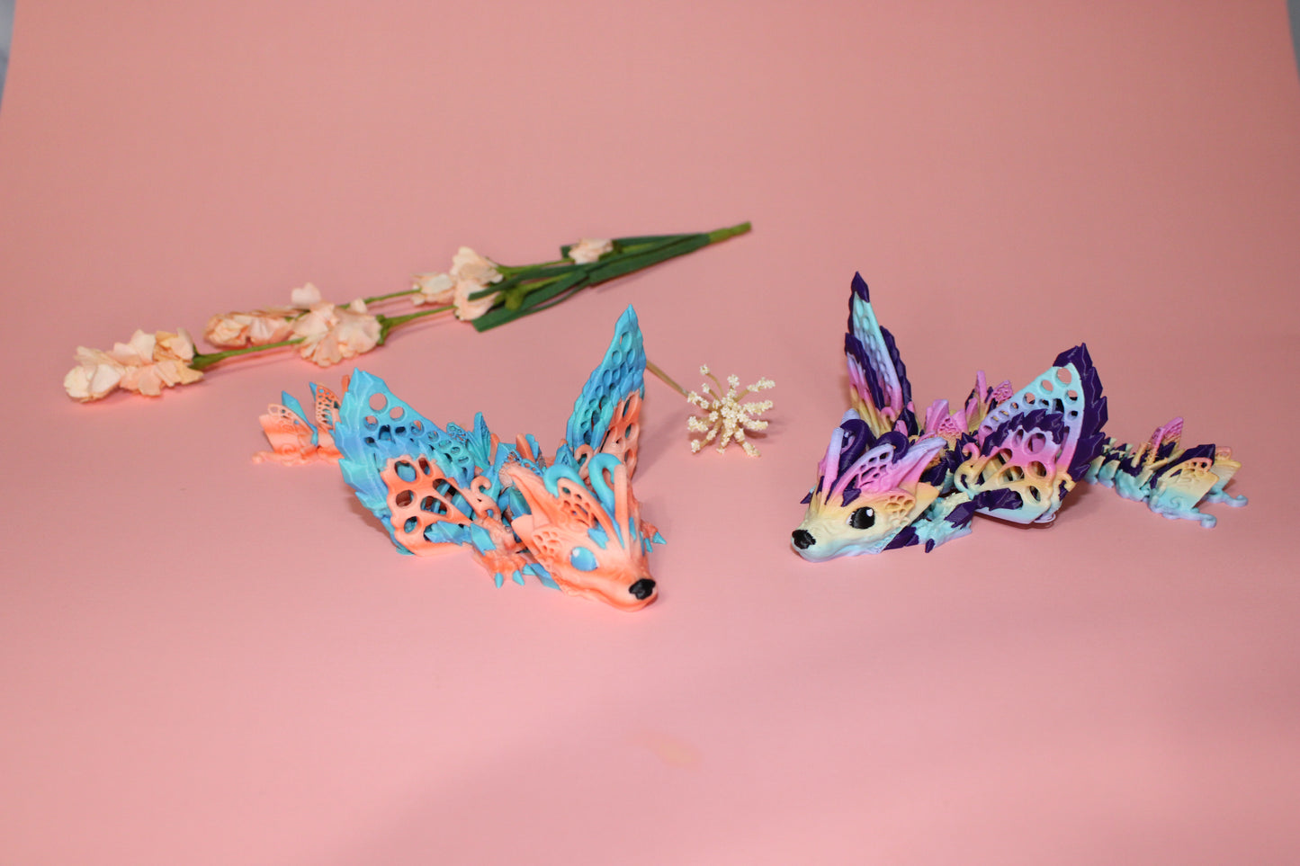 Fae Wolf Dragon or Baby Fae Wolf Dragon 3D Printed Full Color Articulated Figurine