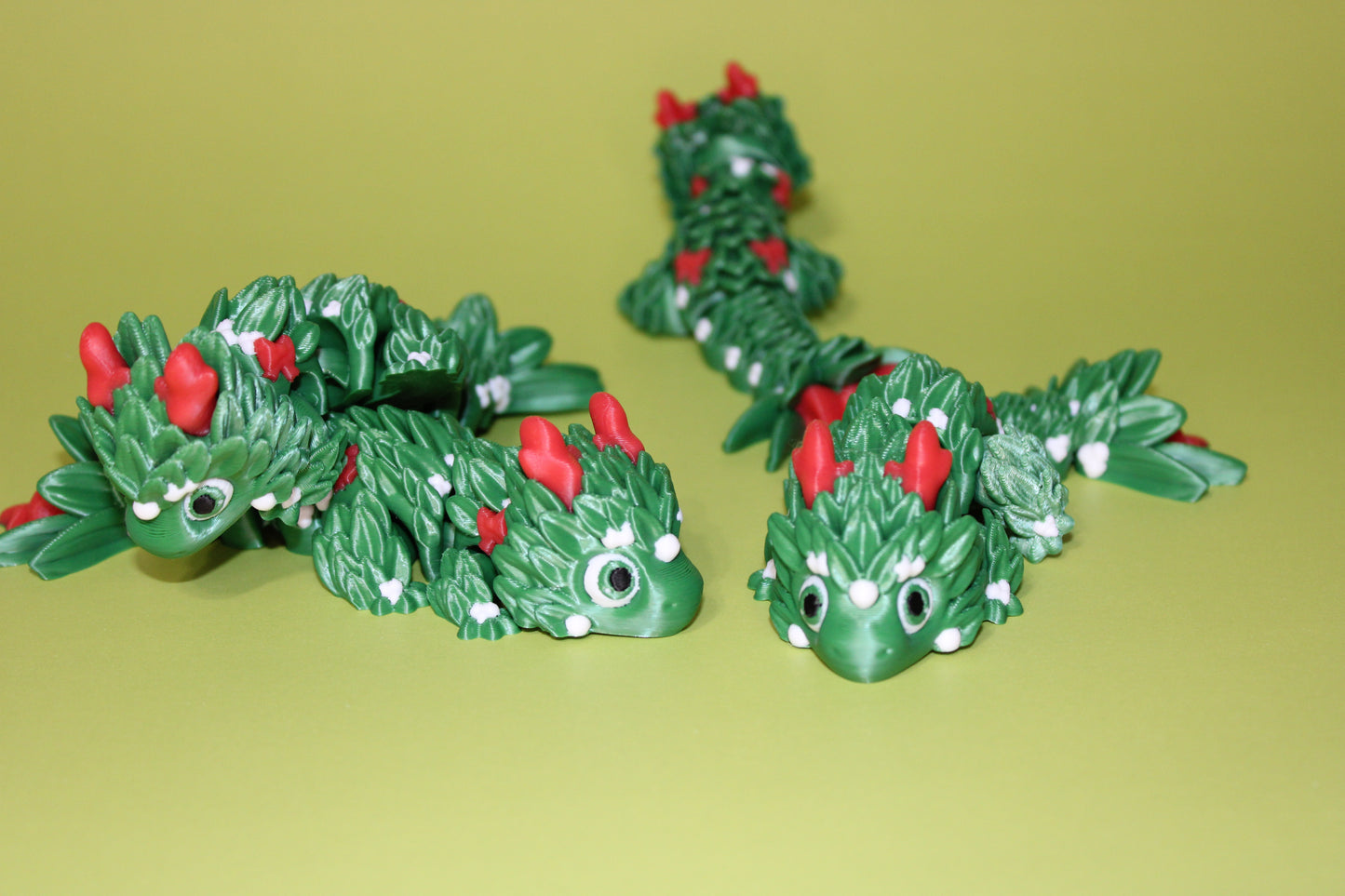 Mistletoe Dragon 5 inches- Articulated 3d Printed Figurine