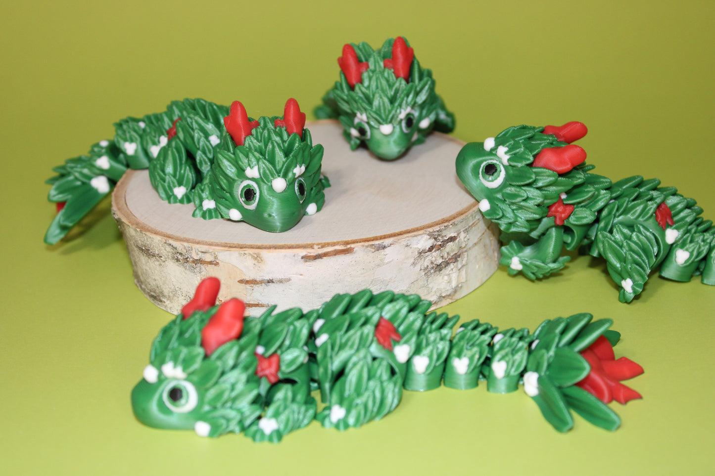 Mistletoe Dragon 5 inches- Articulated 3d Printed Figurine