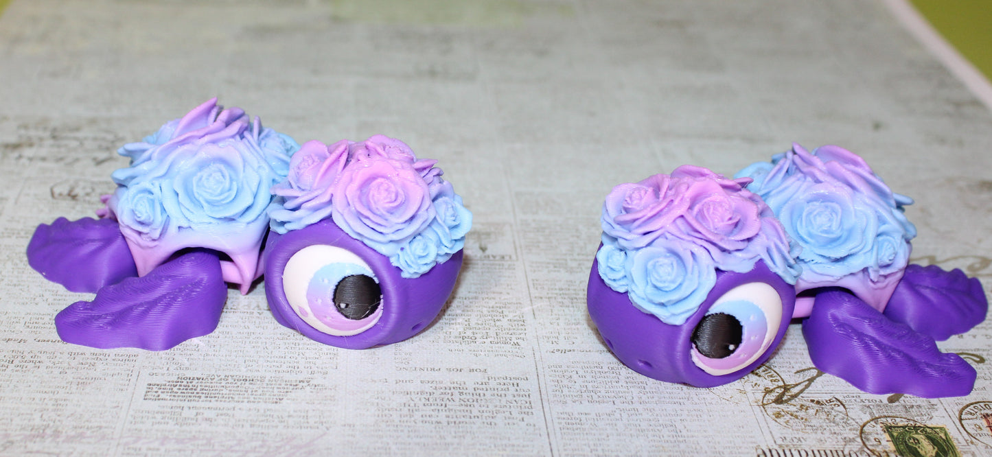 State Flower Turtles or Flower Turtles 3.5 inches Long Multiple Varieties to choose from-Articulated 3d Printed Figurine