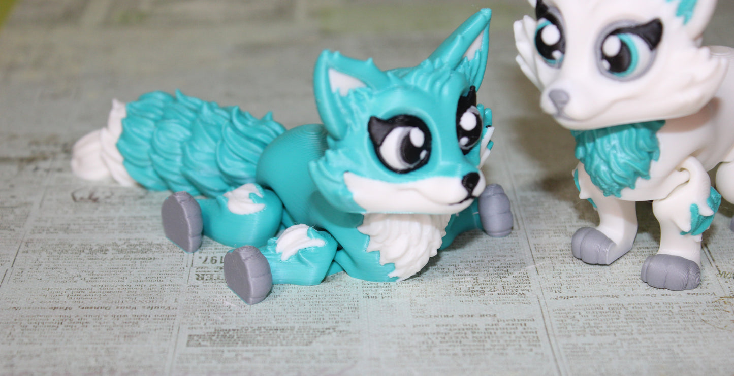 Artic Fox 3D Printed Articulated Flexi Fidget Figurine - Wonderland 3D Printing