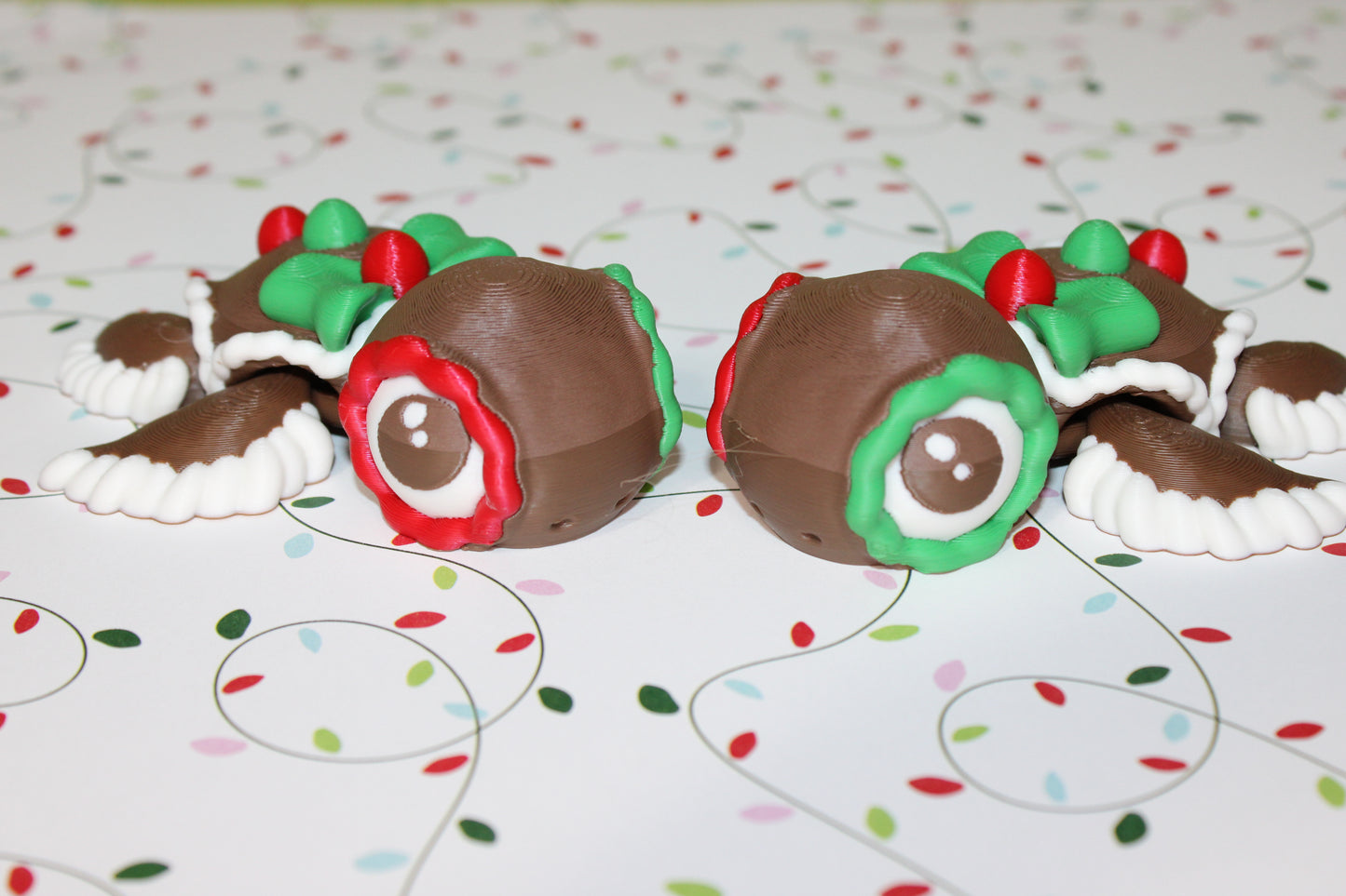 Christmas Turtles Articulated 3d Printed Figurine - Wonderland 3D Printing