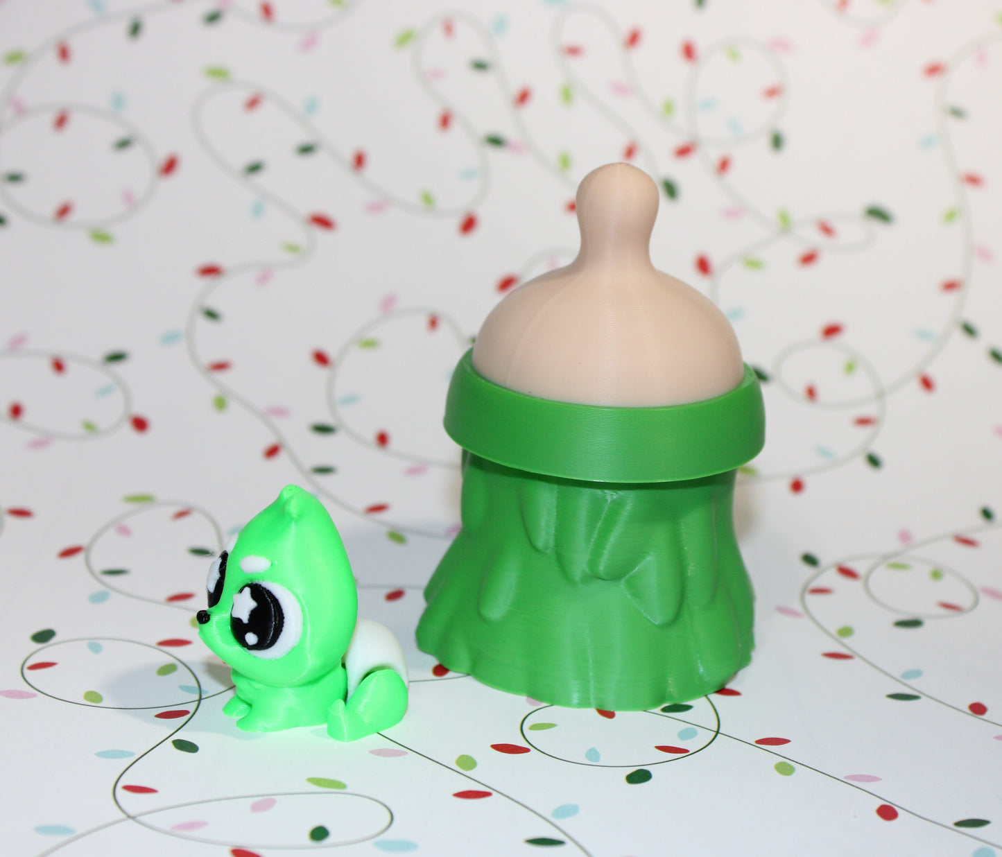3D-printed Christmas Grumpy baby with Baby Bottle Container