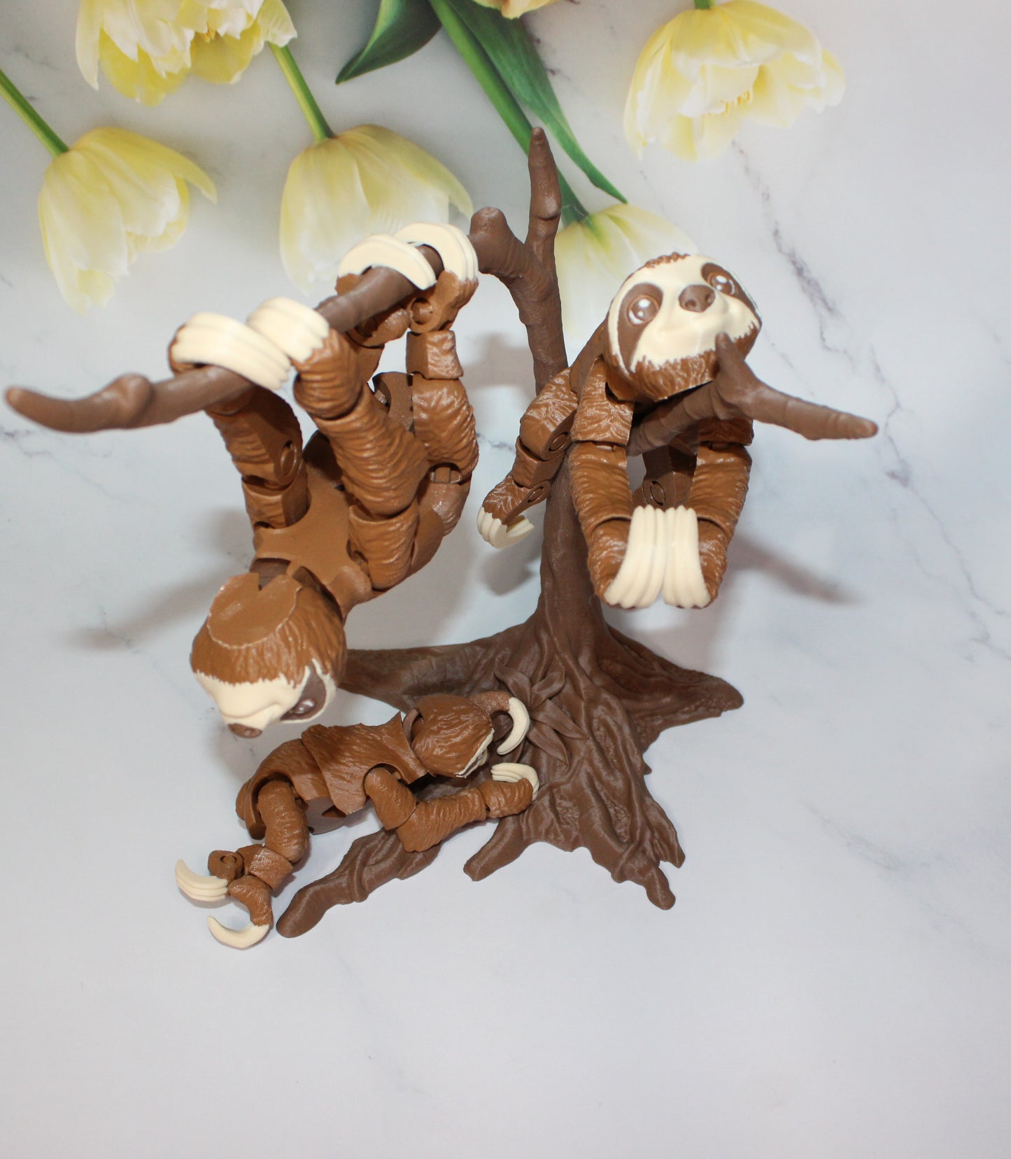 Sloth Comes with Tree 3D Printed Articulated Figurine - Wonderland 3D Printing