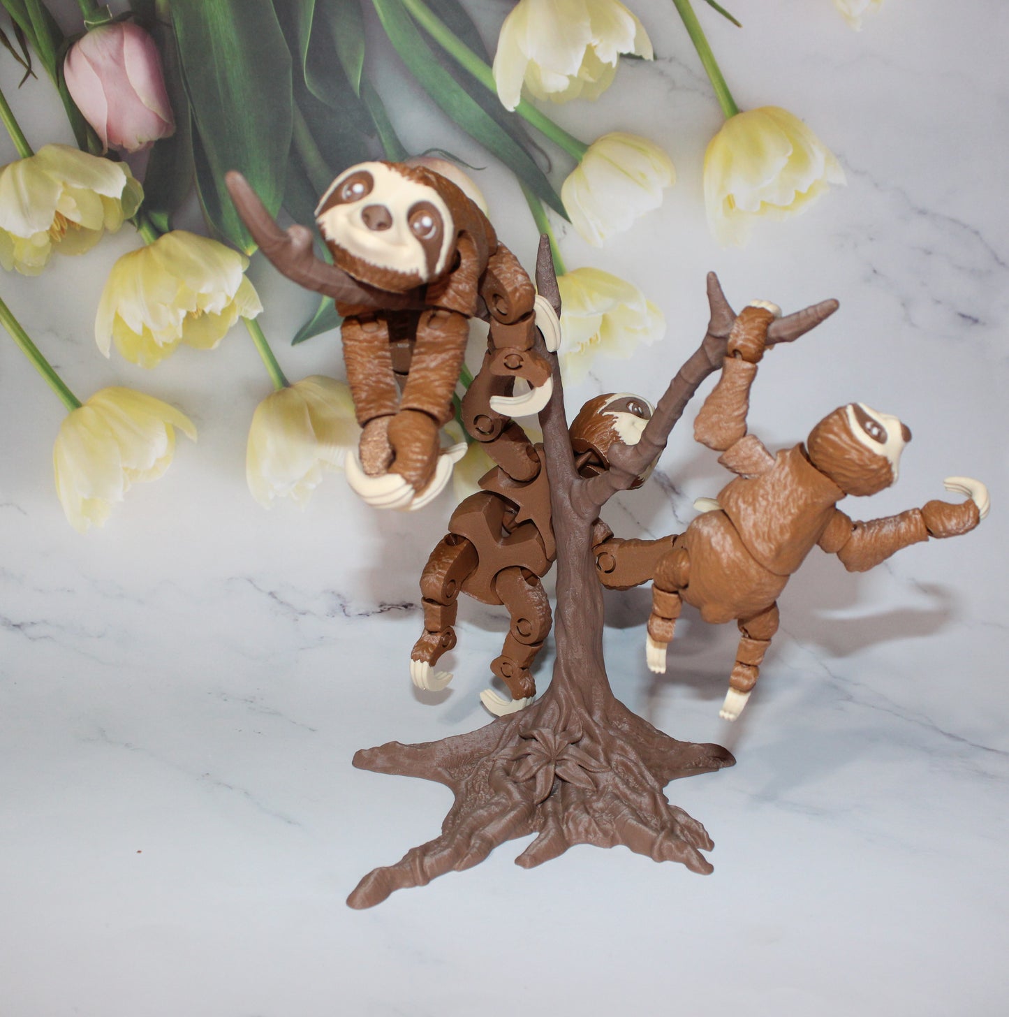 Sloth Comes with Tree 3D Printed Articulated Figurine - Wonderland 3D Printing