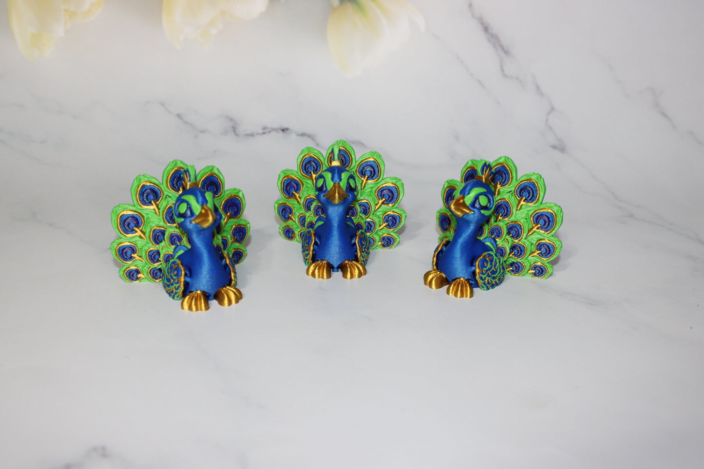 Fancy Peacock 2 inches Tall 3D Printed Articulated Figurine