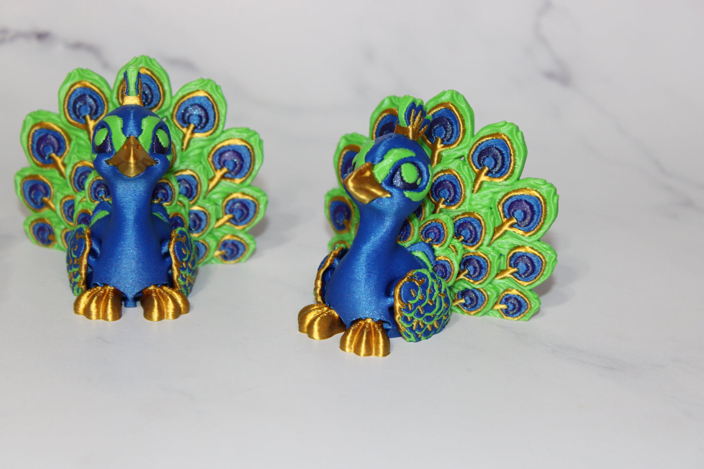 Fancy Peacock 2 inches Tall 3D Printed Articulated Figurine
