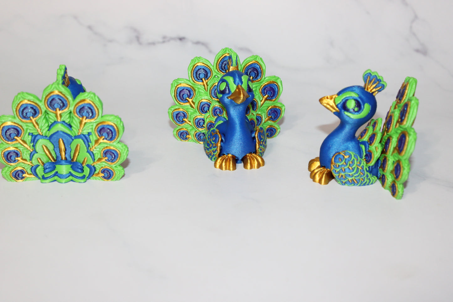 Fancy Peacock 2 inches Tall 3D Printed Articulated Figurine