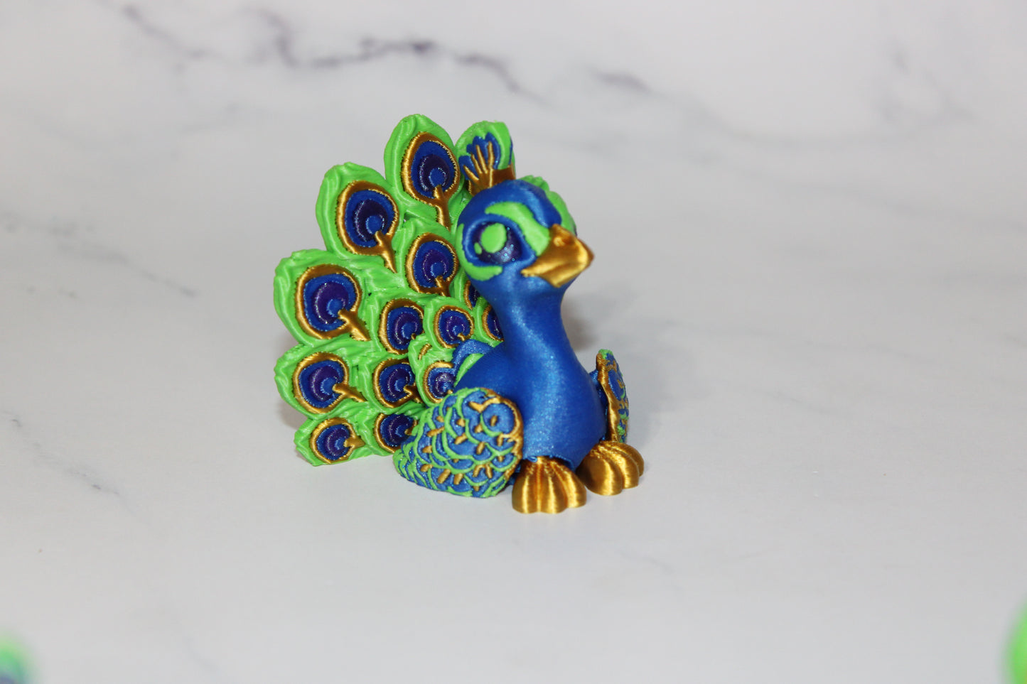 Fancy Peacock 2 inches Tall 3D Printed Articulated Figurine