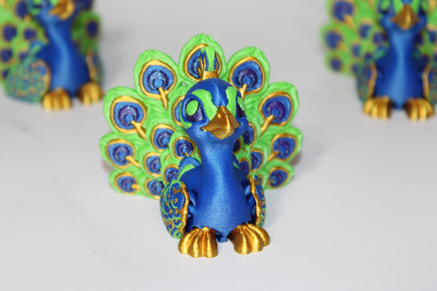 Fancy Peacock 2 inches Tall 3D Printed Articulated Figurine