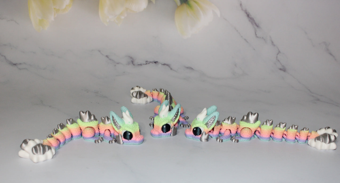 Plushie Dragon or Bunny Dragon 3D Printed Articulated Figurine - Wonderland 3D Printing