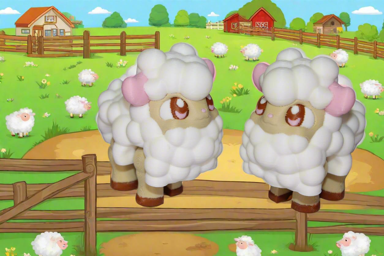 Cotton Candy Sheep or Sheep 3D Printed Articulated Figurine - Wonderland 3D Printing