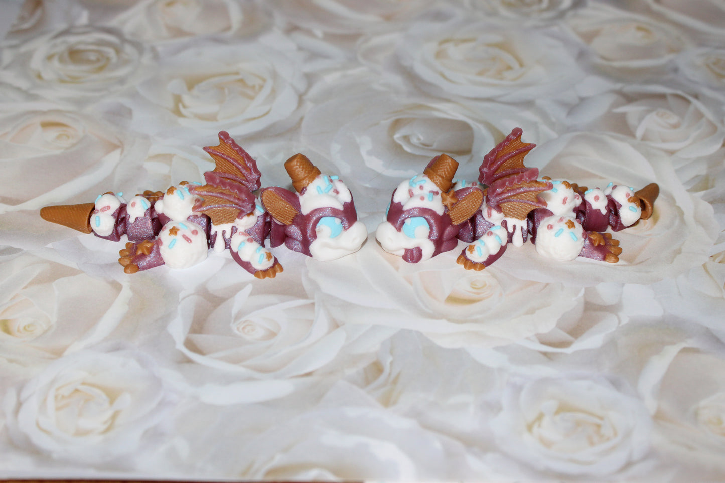 Ice Cream Dragon 3D Printed Articulated Figurine - Wonderland 3D Printing