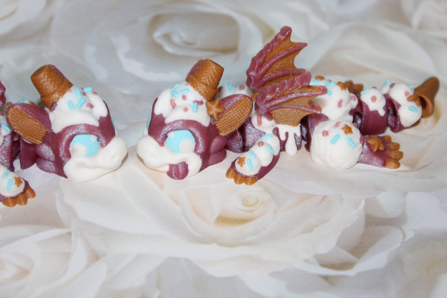 Ice Cream Dragon 3D Printed Articulated Figurine - Wonderland 3D Printing
