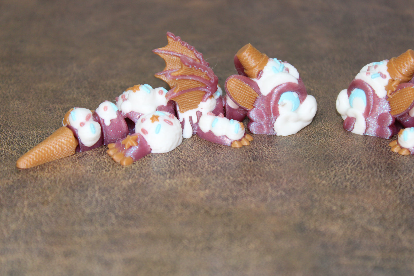 Ice Cream Dragon 3D Printed Articulated Figurine - Wonderland 3D Printing