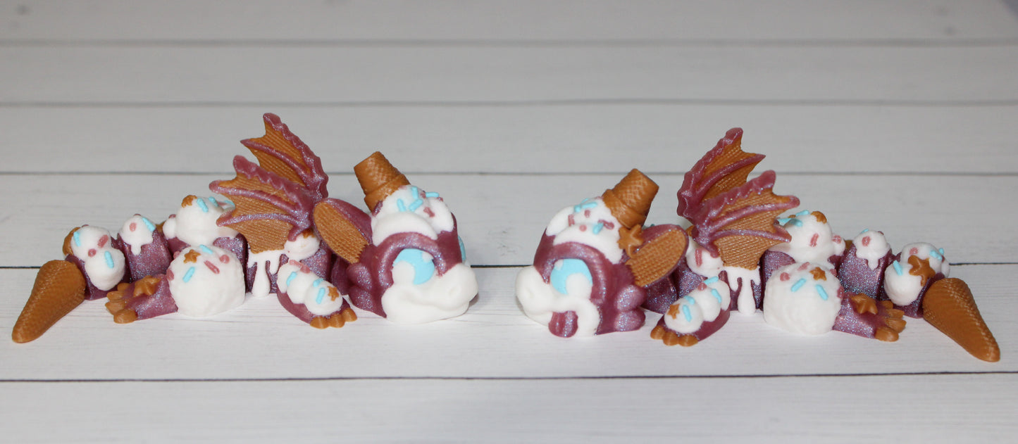 Ice Cream Dragon 3D Printed Articulated Figurine - Wonderland 3D Printing
