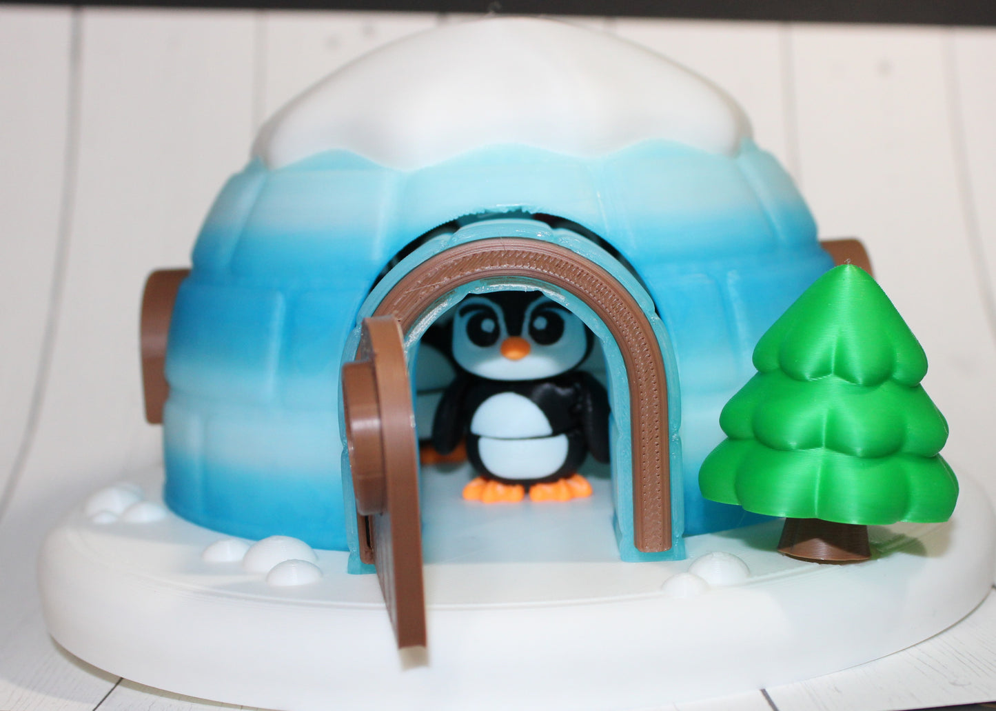 3D Printed Articulated Penguins (Set of 3) -with Igloo House
