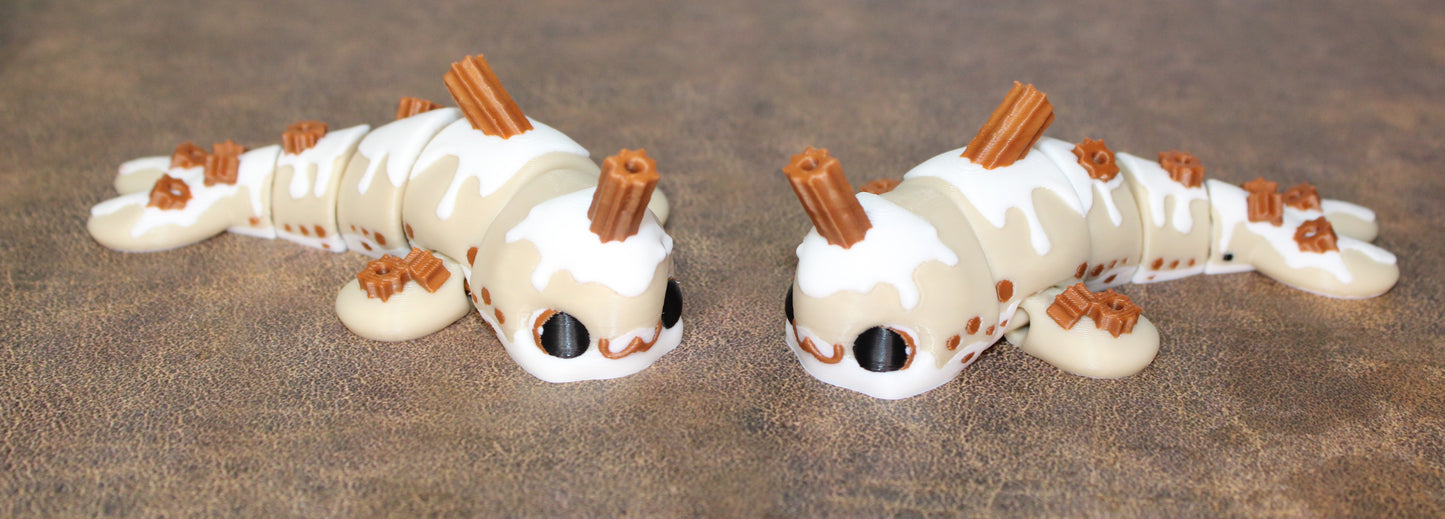 Cinnamon Bun Turtle or Bunny and Churro Narwhal 3D Printed Articulated Figurine